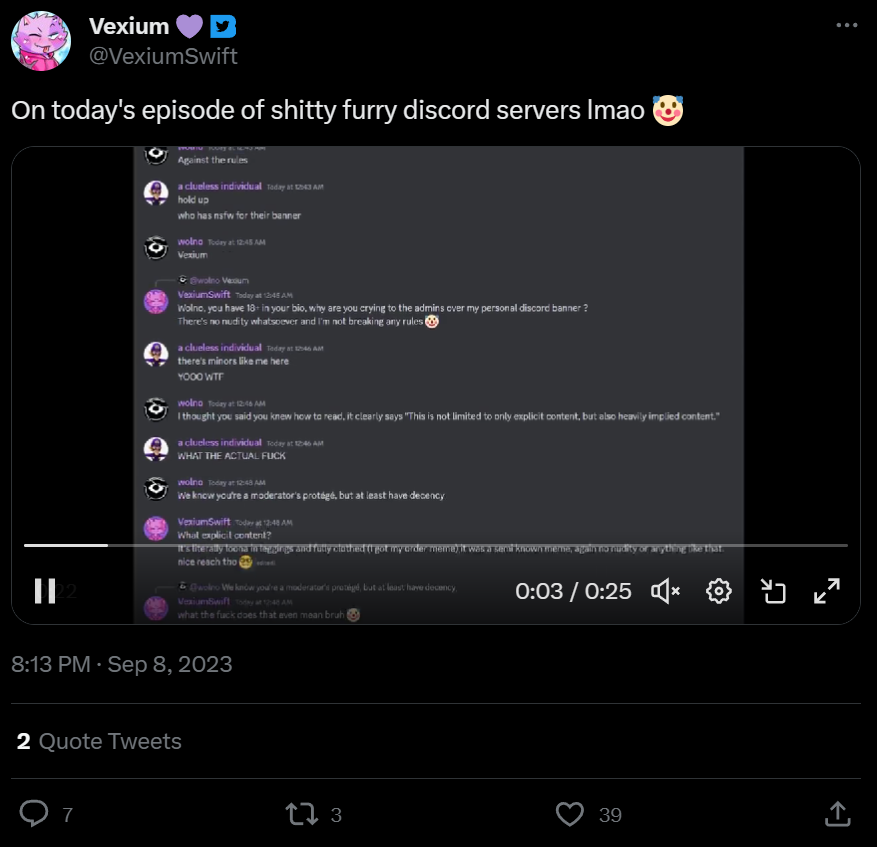 Geomecs's tweet photo. PSA: Please, if you make suggestive content, do not post it in servers full of kids and then proceed to harass the kids in it after they ask you to stop. If you're an adult, you should act like one. https://t.co/dAzq9jJnfb