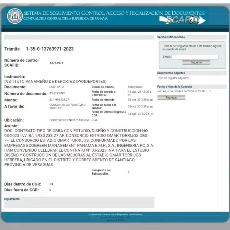 #ULTIMAHORA
• <a href="/luisrafaelcruzv/">Luis Rafael Cruz Vargas</a>
Estadio Omar Torrijos Herrera
Refrendo por la Contraloría General de la República, Bl.1,930338.27 , 
Gracias <a href="/NitoCortizo/">Nito Cortizo</a> <a href="/Pandeportes/">Pandeportes</a> será una realidad el diseño y construcción de las Mejoras.
"Me siento Feliz como Veragüense".
LRC
<a href="/TReporta/">Telemetro Reporta</a>
