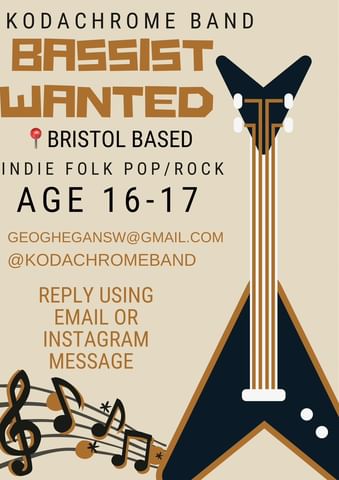 This awesome local band is on the look out for a new bassist