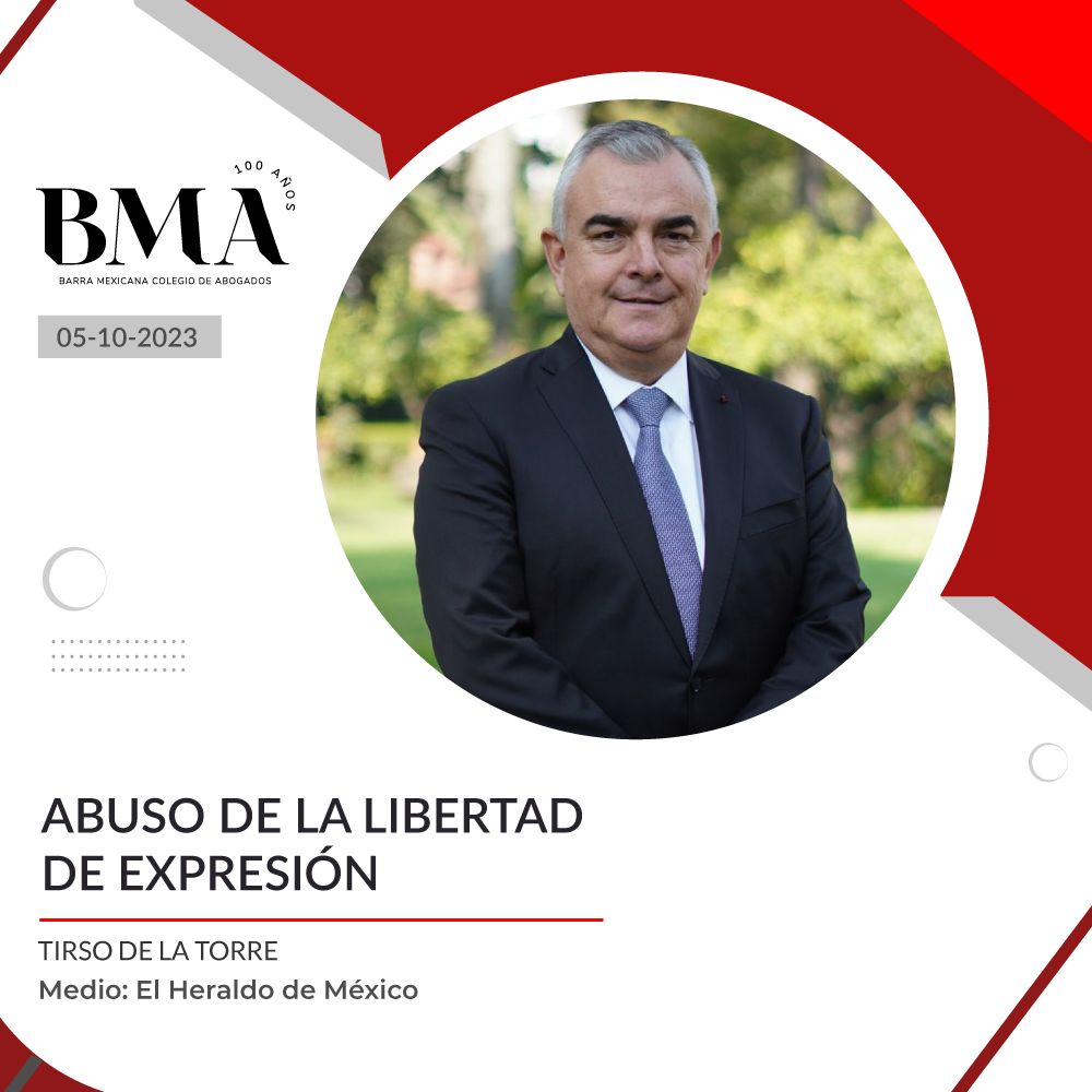 Los invitamos a leer el artículo: “Abuso de la libertad de expresión”, de <a href="/TirsodelaTorre/">Tirso de la Torre</a>, integrante de nuestro consejo directivo, para  el <a href="/heraldodemexico/">El Heraldo de México</a>. Un texto imperdible.  
Léelo aquí: heraldodemexico.com.mx/opinion/2023/1…