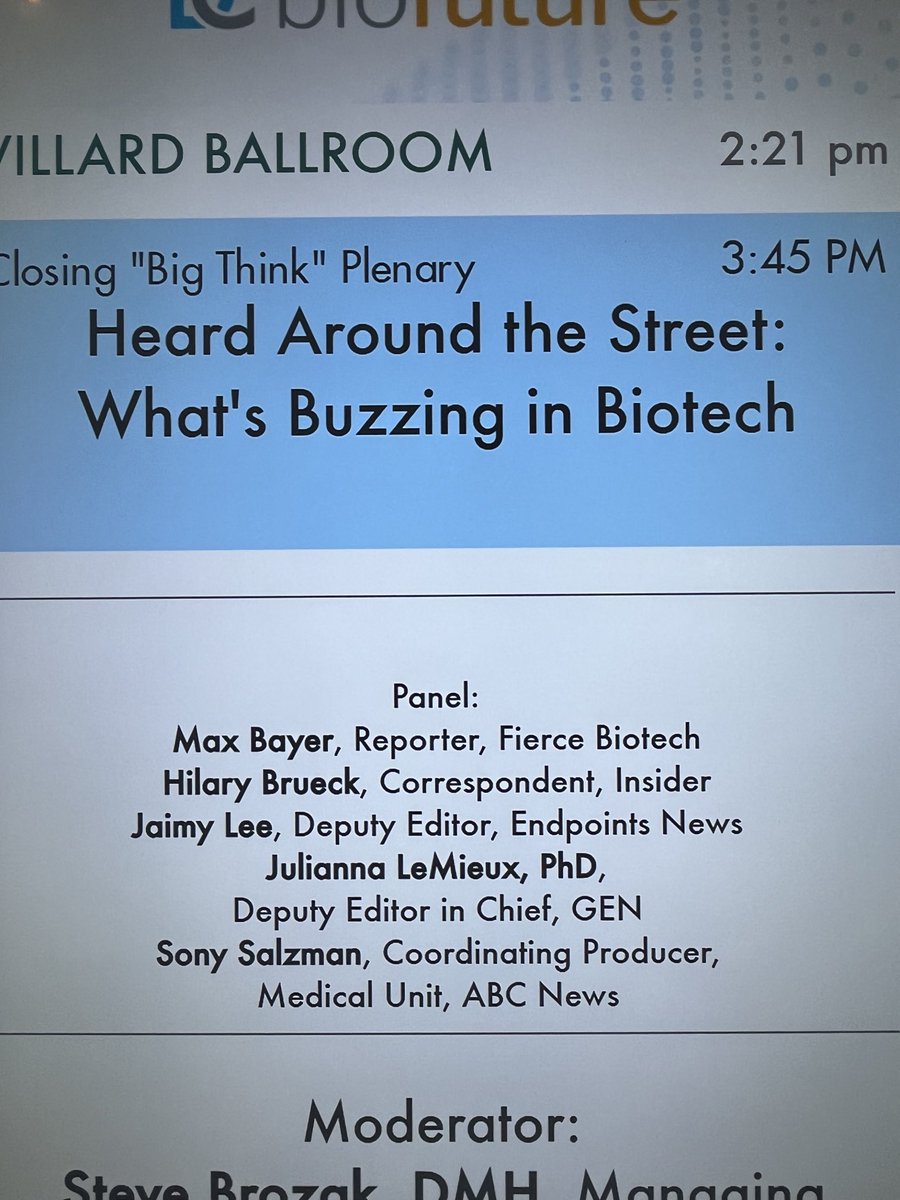 julemieux1's tweet image. Very psyched to be talking about what’s hot in biotech this afternoon on this panel moderated by ⁦⁦@pharmaprodigy⁩. #biofuture2023