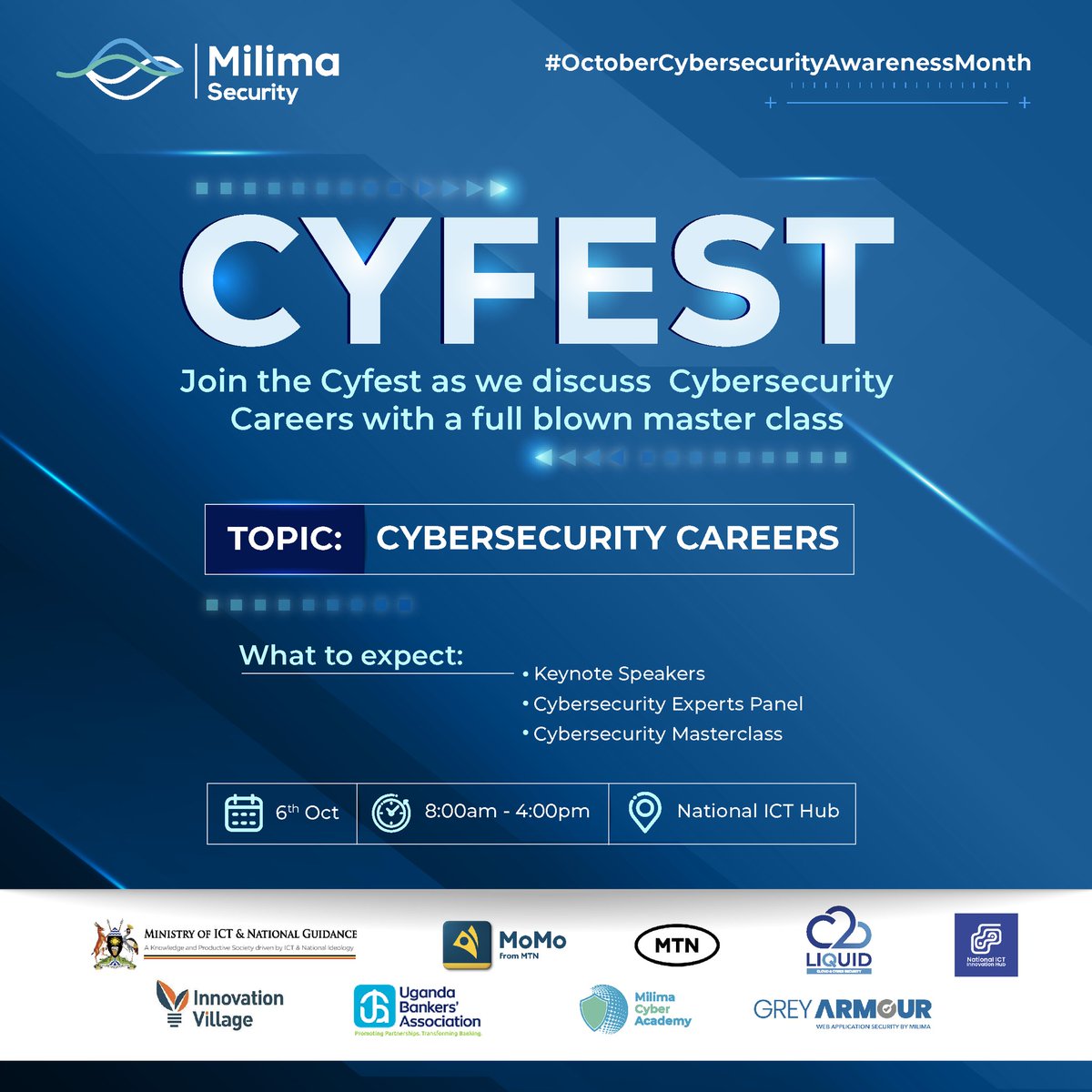 happy_hba's tweet photo. Let's talk about Cybersecurity  #CybersecurityAwarenessMonth
#Cyfest @InnovationHubUg. A 
Special thanks to @mtnug @TheVillageUG @dtb_uganda @CyberMilima @milimatechug  for giving me the platform. It was a very infighting experience with lots of sharing and learning. https://t.co/JgTeLgP8aC