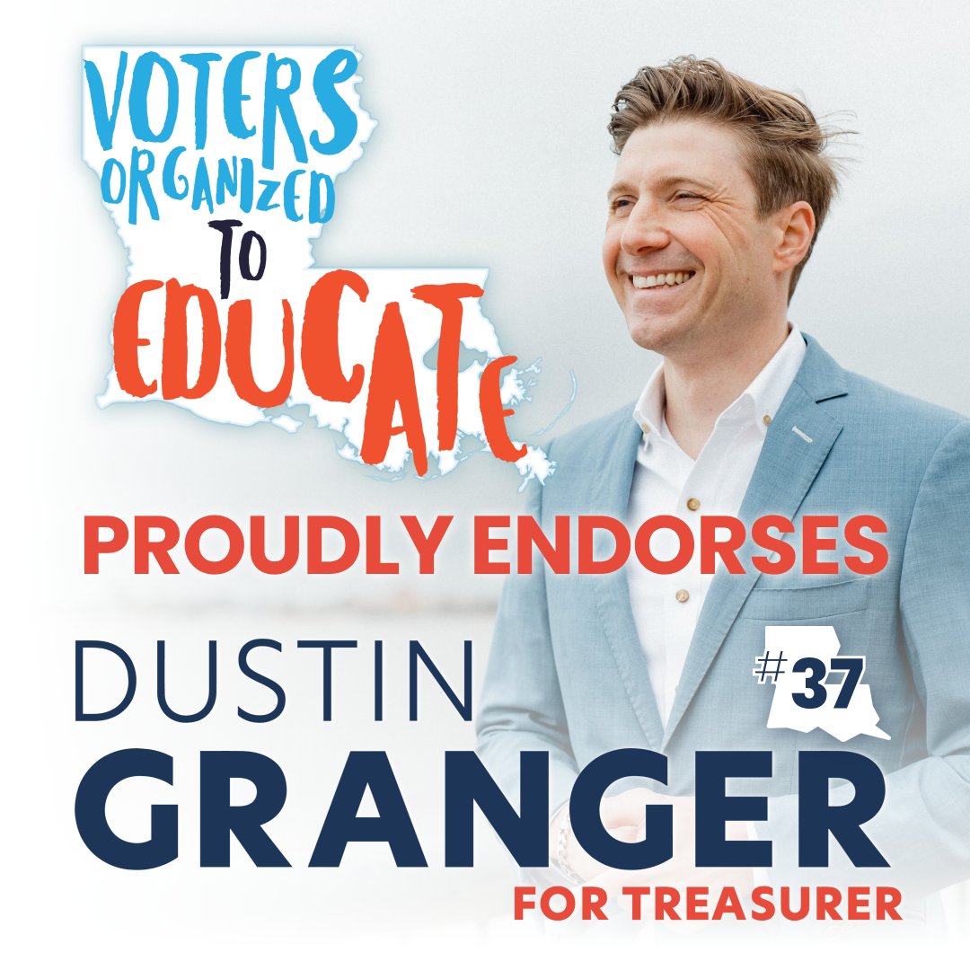 I am proud to announce that <a href="/justice_votes/">Voters Organized to Educate</a> - Voters Organized to Educate - has endorsed my candidacy for Louisiana Treasurer.  

They said in their endorsement, “Dustin has shown a commitment to the values of criminal justice reform, housing justice, economic justice and if