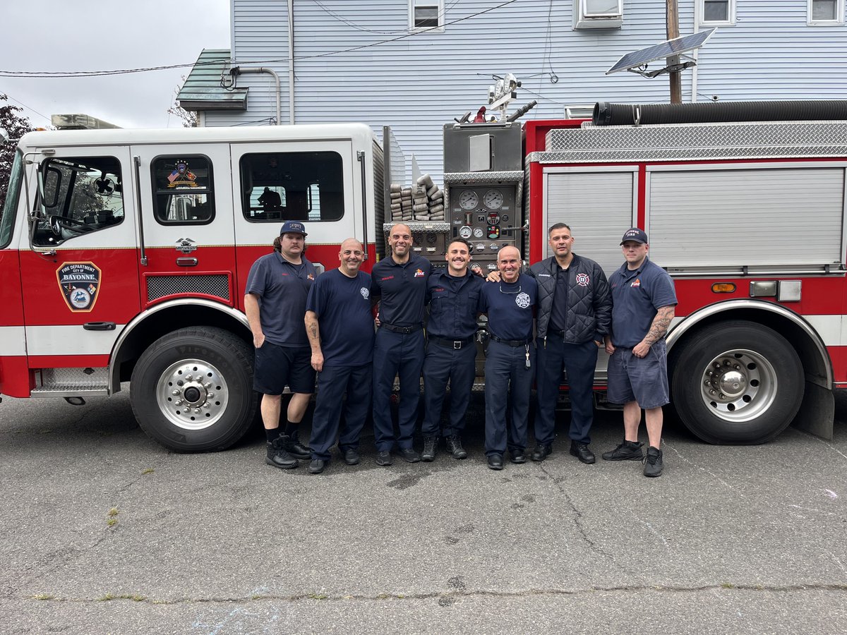 Thank you to The Bayonne Fire Department & this group of heroes for making our students smile today while teaching them the importance of fire safety! #StopDropRoll #BFD #THANKYOU #Heroes