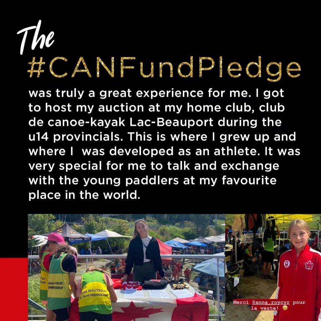 150women's tweet photo. Canoe/Kayak athlete and CAN Fund #150Women recipient, Anna Roy Cyr, hosted an in-person auction at her home club, Club de Canoe-Kayak Lac-Beauport raising $360 for her #CANFundPledge ! 

 #AthletesSupportingAthletes #TogetherStronger #Canada #CANFund20 #CANFund150Women https://t.co/nm0BDKv4kt