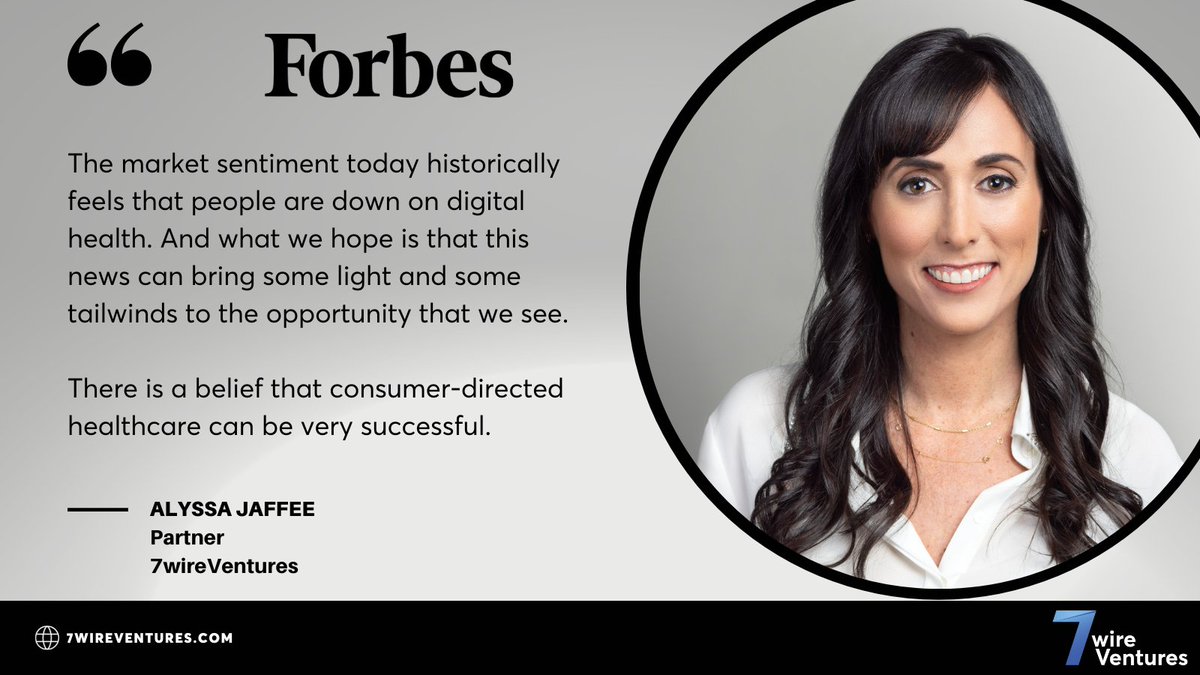Read the Forbes article featuring 7wireVentures partner @AlyssaJoyJaffee and our $217M Growth and Opportunity Fund, driving innovation in healthcare. 👉 bit.ly/3ZHcn7L #HealthcareInnovation #GrowthFund #7wireVentures #ForbesArticle