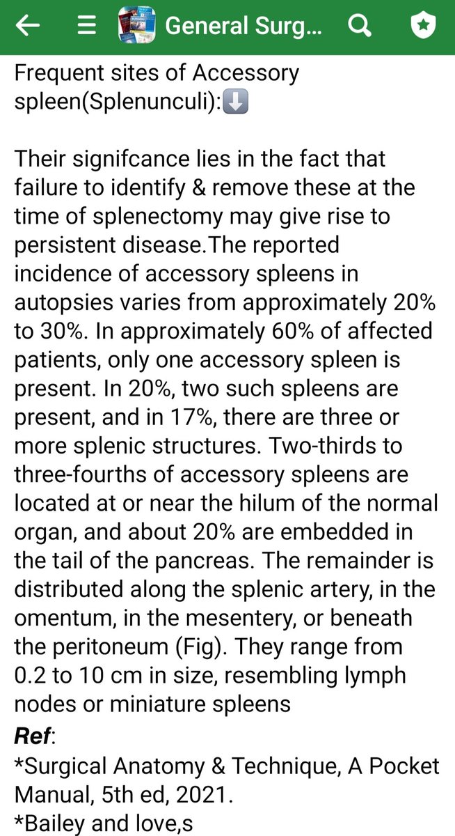 DRAFTABAHMED7's tweet photo. Frequent sites of Accessory spleen (Splenunculi) &amp; Significance:   "See Text" ⏬⏬
𝙍𝙚𝙛:
*Surgical Anatomy &amp;  Technique, A Pocket Manual, 5th ed, 2021.
*Bailey and love,s, 28th ed https://t.co/qNcHG8vKzY