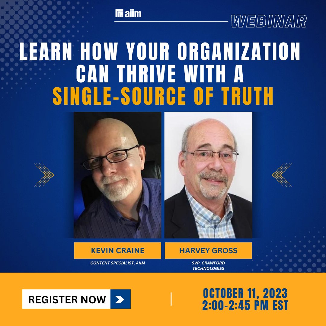 AIIMIntl's tweet photo. Join us for our webinar: "Unlock the Power of a 'Single Source of Truth.'" 🗂️

📅 When: Oct 11, 2023, 2:00 pm EST
💡 Learn about cloud-based solutions, migration strategies, and more!
🎯 Register now: [Insert Registration Link]

https://t.co/VYEk3MZshp https://t.co/KkN4JB9bQu