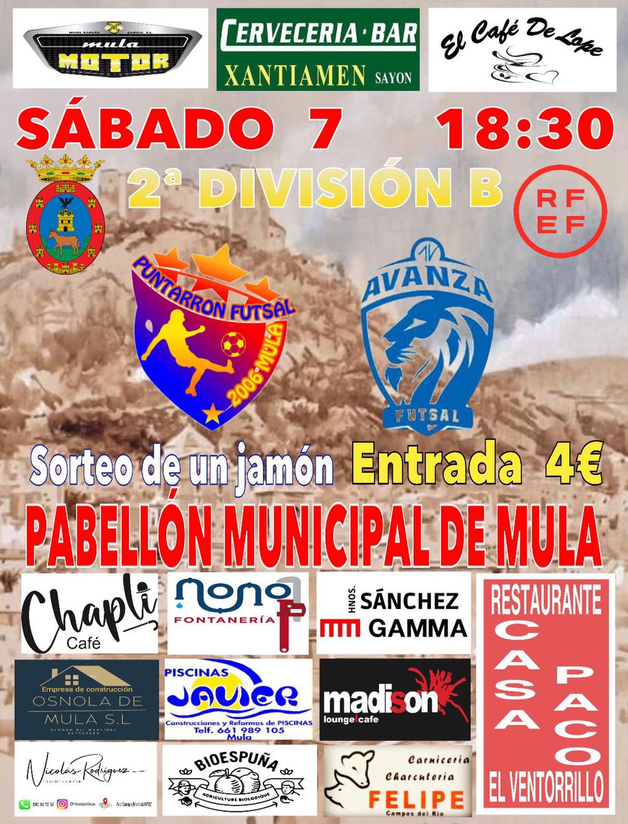 MAÑANA NO TIENES MEJOR PLAN.

🟡 El equipo quiere hacerse fuerte en casa y mañana tiene otra prueba de fuego ante el equipo jienense @AvanzaFutsal. 

📅Sabado 7
⏰18:30
🏟Pabellón Municipal
⚔️@AvanzaFutsal 
🎟4€

No puedes fallarnos. Vamos con todo. 💪🏽💛