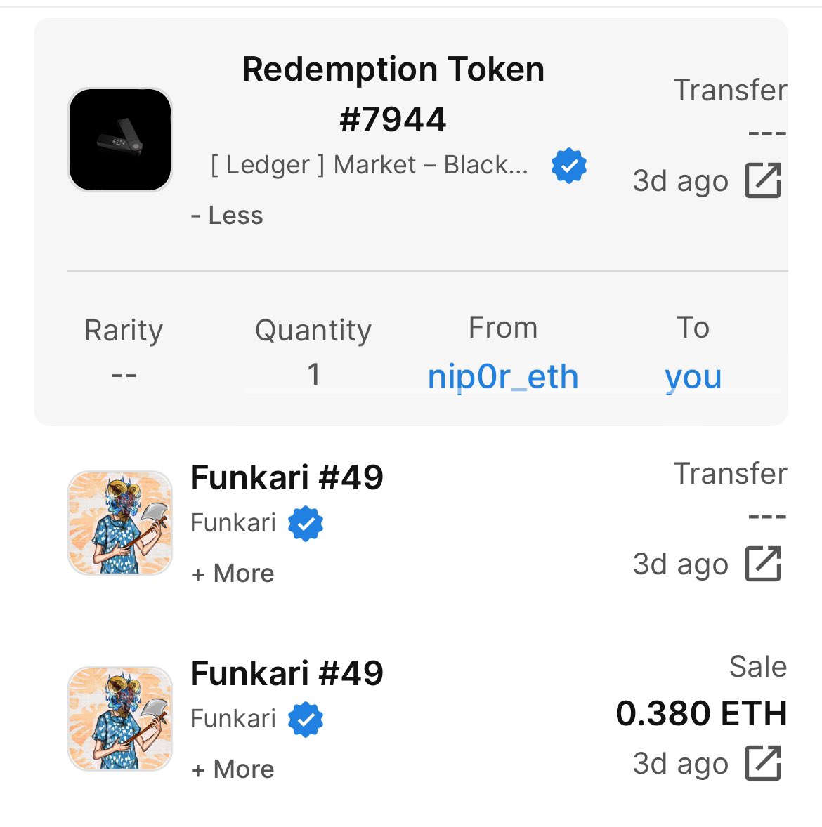 Web3German's tweet image. Bro I’m tearing 🥹

3 days ago I joined back to @FunkariNft after I got compromised months ago…

And today I just noticed @nip0rr have sent me a ledger that same day to keep my funds safe this time 🥺❤️

I’m out of words, love Funkari 🫶#FunkFam #FunkLove