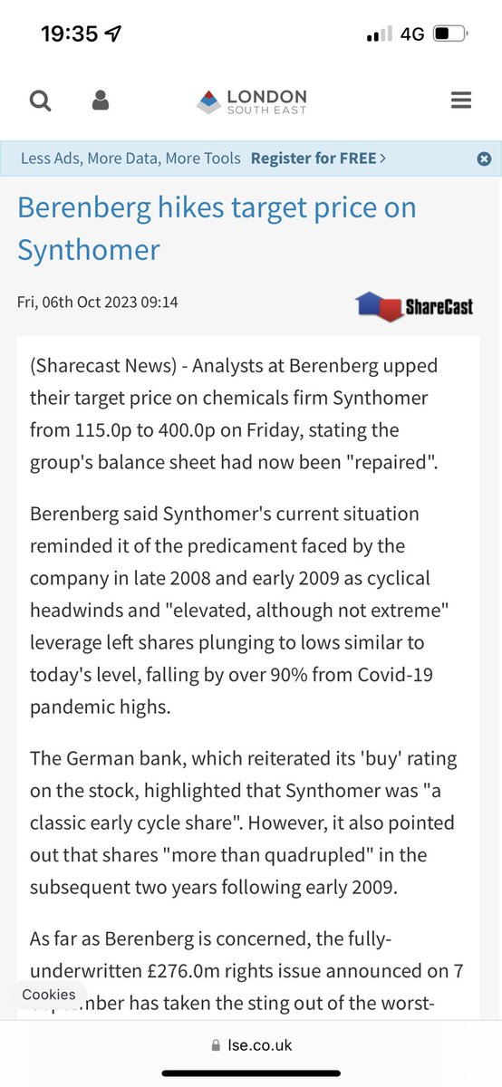 Muammercakirogl's tweet image. Berenberg hikes target price on Synthomer #synt