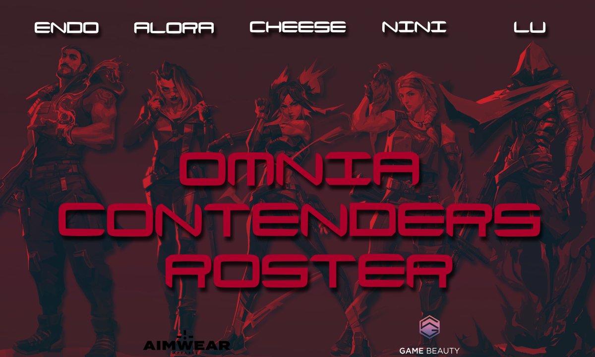 We are happy to announce OMNIAs Contenders Series 3 Roster!

🇵🇱 <a href="/therealendo08/">endo08</a> (C)
🇩🇪<a href="/aloraVLR/">Alora ୨ৎ</a> (IGL)
🇫🇮 @cheesexzq
🇬🇧 <a href="/Nicol3tte/">Nicolette Doe</a>
🇬🇧@partyhatrat

𝗦𝘁𝗮𝗳𝗳
🇬🇧 <a href="/sadgirlviv/">Λ</a>
🇬🇧 <a href="/kLj__/">Kuya Lim 🇵🇭</a> (HC)
🇸🇪 Kuuro
🇸🇪 Frisk

♥️
<a href="/GameBeauty/">Game Beauty®</a>
<a href="/AimwearA/">aimwear apparel</a>

#VCTEMEA #VCTGAMECHANGERS #ContendersEMEA #OMNIA