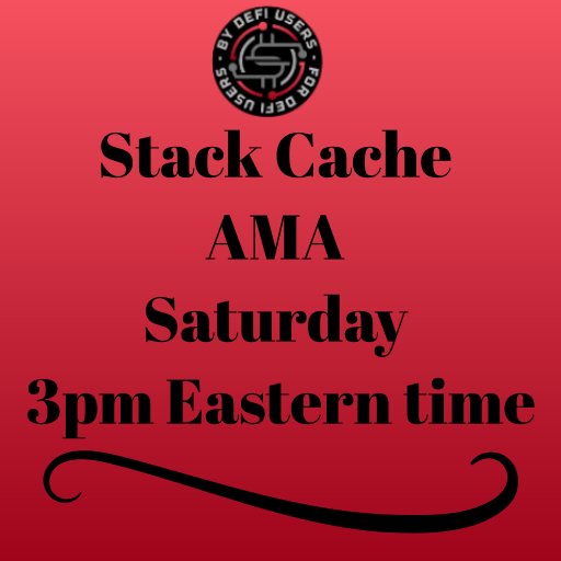 TinaTee65053940's tweet image. Join us tmrw we will be hosting an AMA about Stack Cache, we will be happy to answer any questions you may have. @_StackCache  #stackcache #defi #stacknation #cryptocurrency #ama #PassiveIncome #reflections #NTT