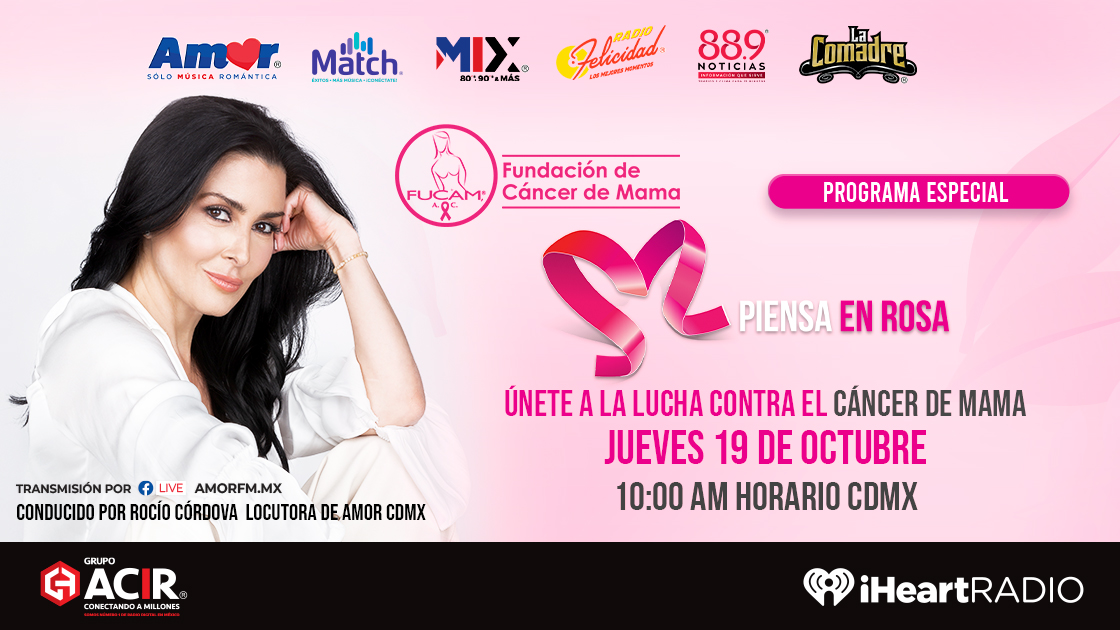 LaComadre_MX's tweet photo. ¡Todos unidos a la lucha contra el #CancerDeMama! 

Te invitamos al programa especial el jueves 19 de octubre por #FacebookLive, transmitido por Amor FM. ¡No te lo pierdas! #PiensaEnRosa 🎀

Conduce @rocioenamor. https://t.co/yPilpkVdEA