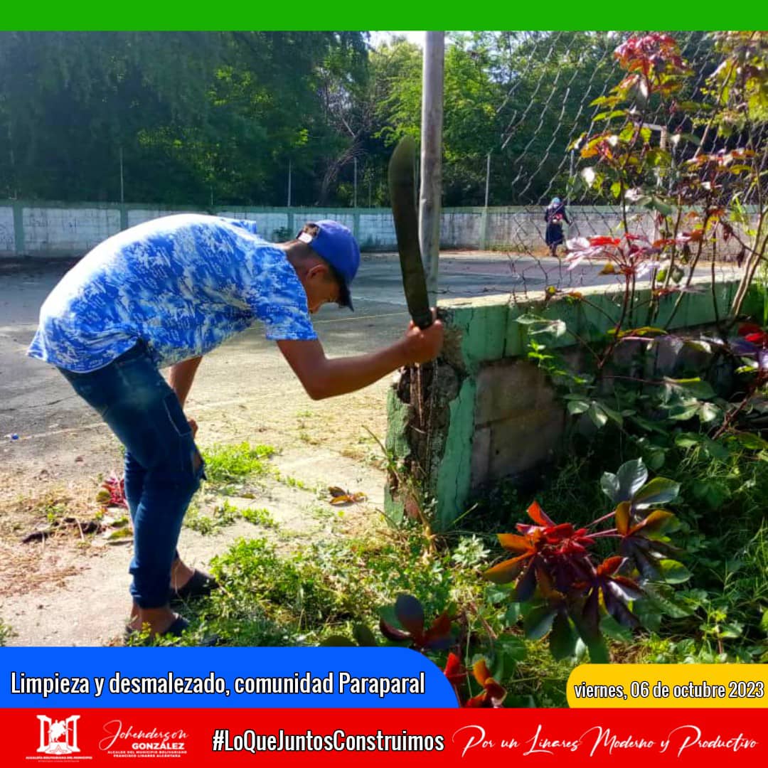 #6Oct | El equipo <a href="/sapmidsfla_/">sapmidsfla_</a> se mantienen desplegados cumpliendo con los trabajos de limpieza y desmalezado en la Cancha de Los Apartamentos ubicados en la comunidad Paraparal.
#ElEsequiboSeDefiende