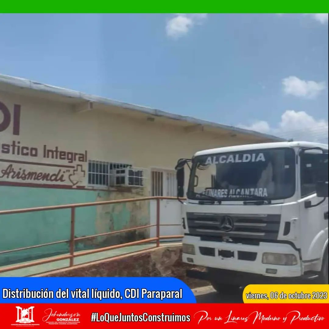 #6Oct | El equipo de Asuntos Hidricos realiza distribución del vital líquido en el Ambulatorio Paraparal y CDI Paraparal, seguimos trabajando por el bienestar de nuestro pueblo linarense...
#LoQueJuntosConstruimos 
#ElEsequiboSeDefiende
