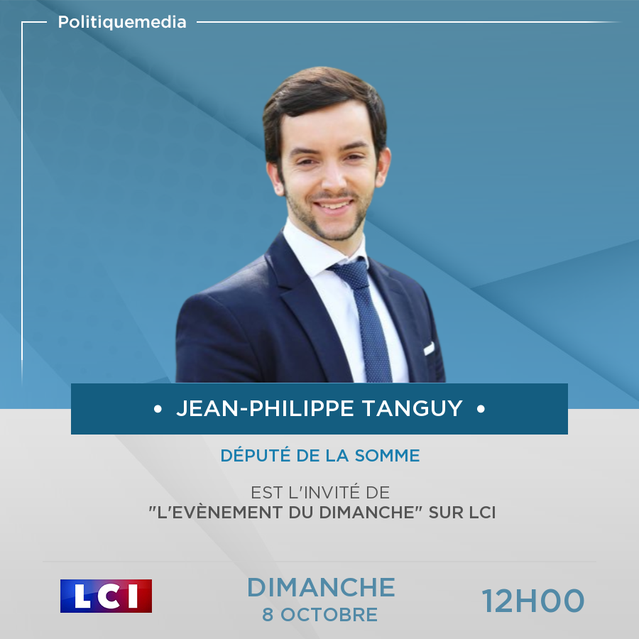 .<a href="/JphTanguy/">Jean-Philippe Tanguy Ⓜ️</a> sera, dimanche 8 octobre à 12:00, l'invité de "l'Evènement du dimanche" sur LCI politiquemedia.com/invites-politi…