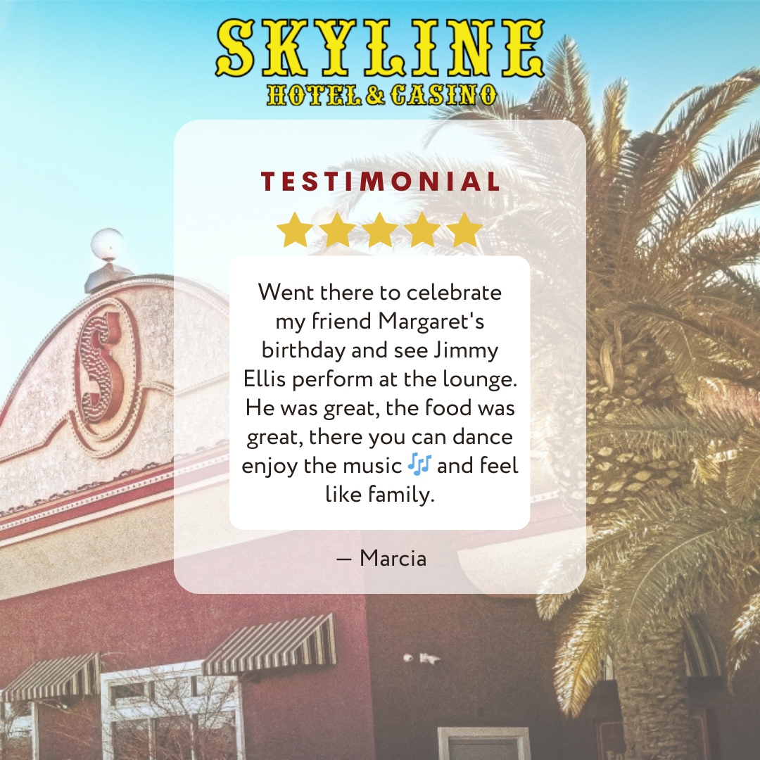 At Skyline Hotel & Casino, we want you to feel like family 😊
.
.
. 
#SkylineHotelandCasino #Hotel #Casino #Nevada #NevadaTravel #Vintage #VintageVegas #ModernAmenities #Henderson #LasVegas #Resort #Review #Testimonial #FiveStarReview