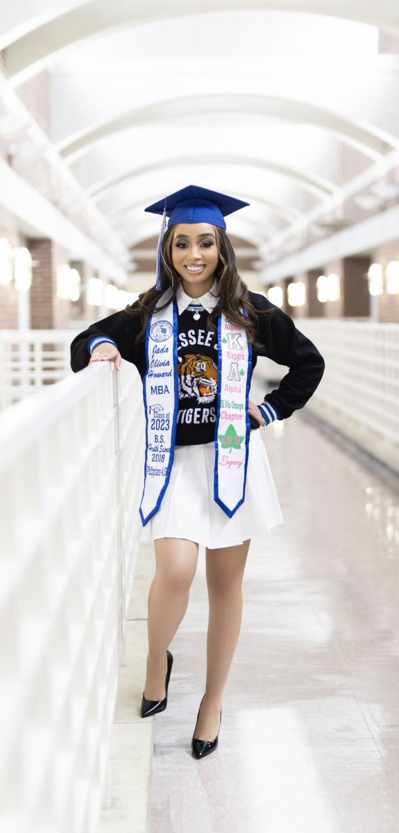 Custom embroidered stole by me. 💙 🤍 🐅 #gradstole #tsu #tennesseestateuniversity