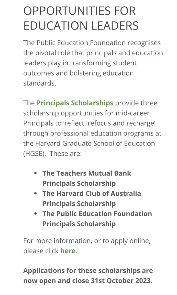 dizdarm's tweet photo. Apply now for a principal scholarship provided by @tmbankau, @HarvardClubAust &amp; @PEFOZ so you can take part in a prestigious professional development program at the Harvard Graduate School of Education @hgse. Applications close 31 October 2023. https://t.co/6KamNWl1uv https://t.co/T0t6xnXrla