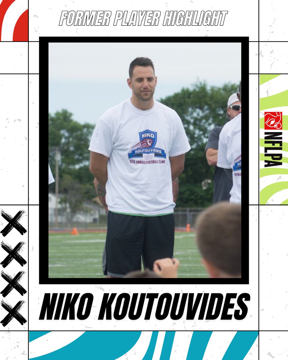 NFLPAFmrPlayers's tweet photo. Today's #FormerPlayerHighlight is Niko Koutouvides. Niko is a Plainville High alum and holds a football clinic at his alma mater each summer. Through his clinic, Koutouvides aims to promote the game of football in Plainville and offers the camp for free to the community. 🏈 https://t.co/12zTIgrSjf