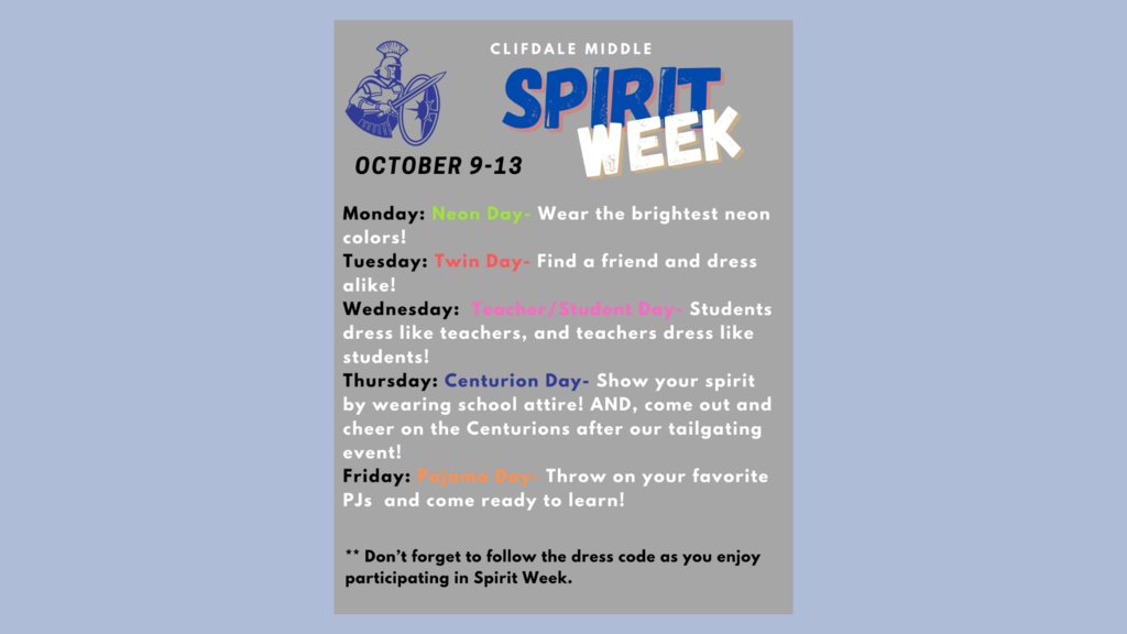 Spirit Week Schedule