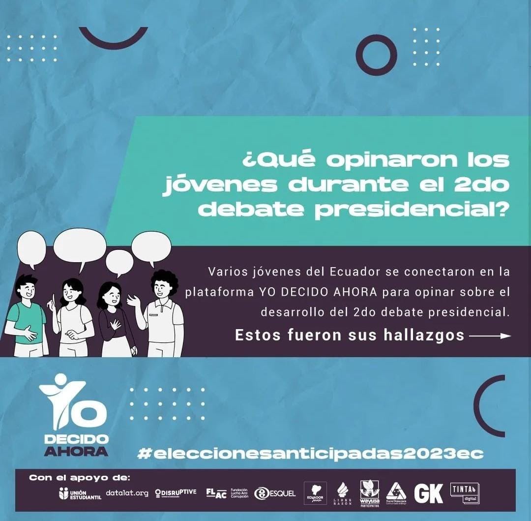 CIDisruptive's tweet photo. #YoDecidoAhora 🗳️ 
Esto fue lo que opinaron los jóvenes durante el segundo debate presidencial 👀🙌🏻
Economía y seguridad, fueron los temas que más preocuparon a los jóvenes 🙎🏻‍♀️🙍🏻

#YoDecidoAhora #segundavuelta https://t.co/a3NrQ4c0je