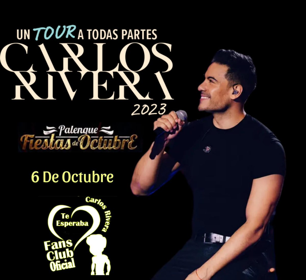 #CarlosRivera se presenta HOY en #PalenqueFiestasDeOctubre 
 #UnTourATodasPartes 
#teesperaba #Teesperabaarg #teesperabamexico
#Laspollitasderivera 
#TeesperabaEcuador
#FiestasDeOctubre2023