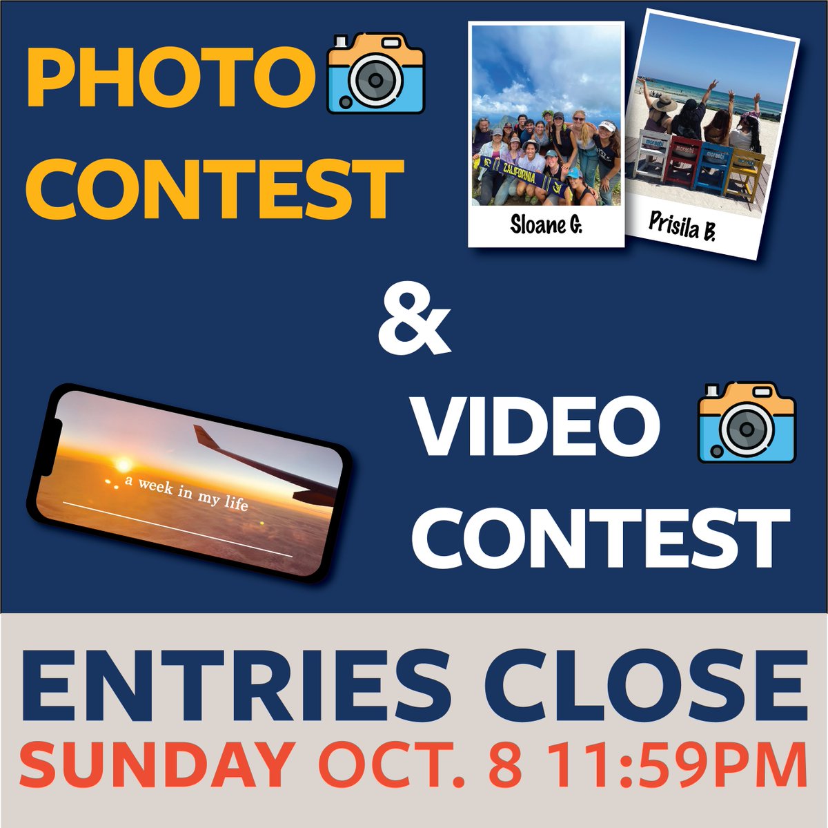 Entries for the Photo &amp; Video contest close this Sunday at 11:59 PM. Follow the links to submit your photos or video. Photo winners get $75 gift card to the Cal Student Store and Video winners get $100 gift card!

Video: bit.ly/3RReljQ

Photo: bit.ly/46jmZw1