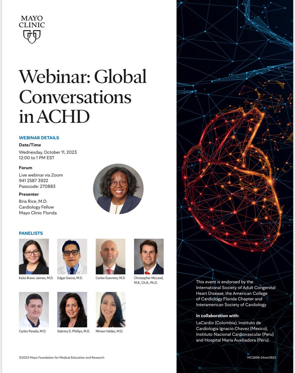 Katia Bravo, MD, FACC (@bravo__md) on Twitter photo 🚨 #ACCFIT #ACHD #CardioTwitter #MedEd
Happy to announce the 5th session of “Global conversations in ACHD”
October 11th, 12-1pm EST
With endorsement from <a href="/ISACHD/">Int’l Society for Adult Congenital Heart Disease🌎</a> <a href="/FloridaACC/">Florida Chapter ACC</a> <a href="/SIAC_cardio/">SIAC</a>
<a href="/ACCinTouch/">American College of Cardiology</a> <a href="/AHAScience/">AHA Science</a> <a href="/AmerAcadPeds/">American Academy of Pediatrics</a> <a href="/CHD_education/">Pediatric/congenital cardiology education</a> <a href="/kardio_pedia/">Kardio Pedia</a> <a href="/Ped_cardio/">Cardiopedia</a> 🚨 #ACCFIT #ACHD #CardioTwitter #MedEd
Happy to announce the 5th session of “Global conversations in ACHD”
October 11th, 12-1pm EST
With endorsement from <a href="/ISACHD/">Int’l Society for Adult Congenital Heart Disease🌎</a> <a href="/FloridaACC/">Florida Chapter ACC</a> <a href="/SIAC_cardio/">SIAC</a>
<a href="/ACCinTouch/">American College of Cardiology</a> <a href="/AHAScience/">AHA Science</a> <a href="/AmerAcadPeds/">American Academy of Pediatrics</a> <a href="/CHD_education/">Pediatric/congenital cardiology education</a> <a href="/kardio_pedia/">Kardio Pedia</a> <a href="/Ped_cardio/">Cardiopedia</a>