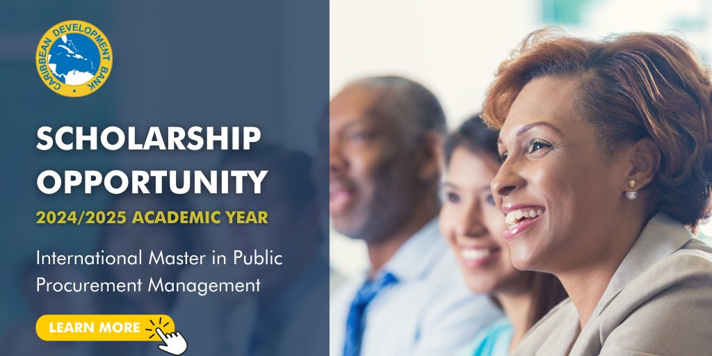 Caribank's tweet photo. 🚨 Scholarship Opportunity

Scholarship applications are now open for the International Master In Public Procurement Management at University of Rome Tor Vergata  for the 2024/2025 Academic Year.

Details🔗 https://t.co/13UeK0kUp1

📅 Deadline: November 16, 2023 at 12:00PM (AST) https://t.co/cgzFZxw71M