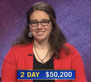 schooloftriv's tweet photo. School of Trivia player Jamie Logan is appearing in the #Jeopardy Champions Wild Card Tournament tonight!! Congrats and good luck Jamie!! https://t.co/81ydaOgzSV