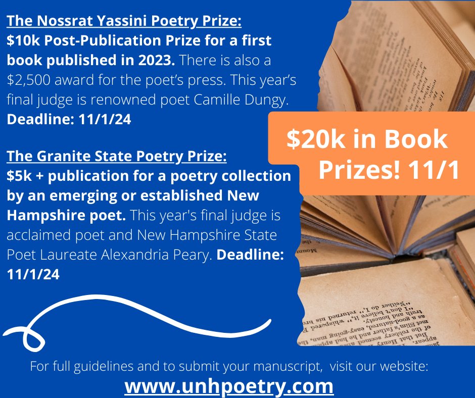 Have you heard? Big news for the #poetry community in #NewHampshire and the rest of the U.S.!  Learn more at unhpoetry.com/awards-prizes