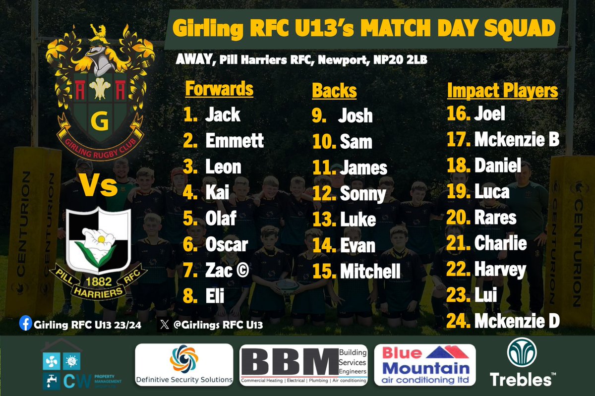 GrilingRFCu13's tweet photo. 🟢🟡Our Squad to play our good friends Pill Harriers Sunday 🟢🟡 https://t.co/Li5hUmn7Ct