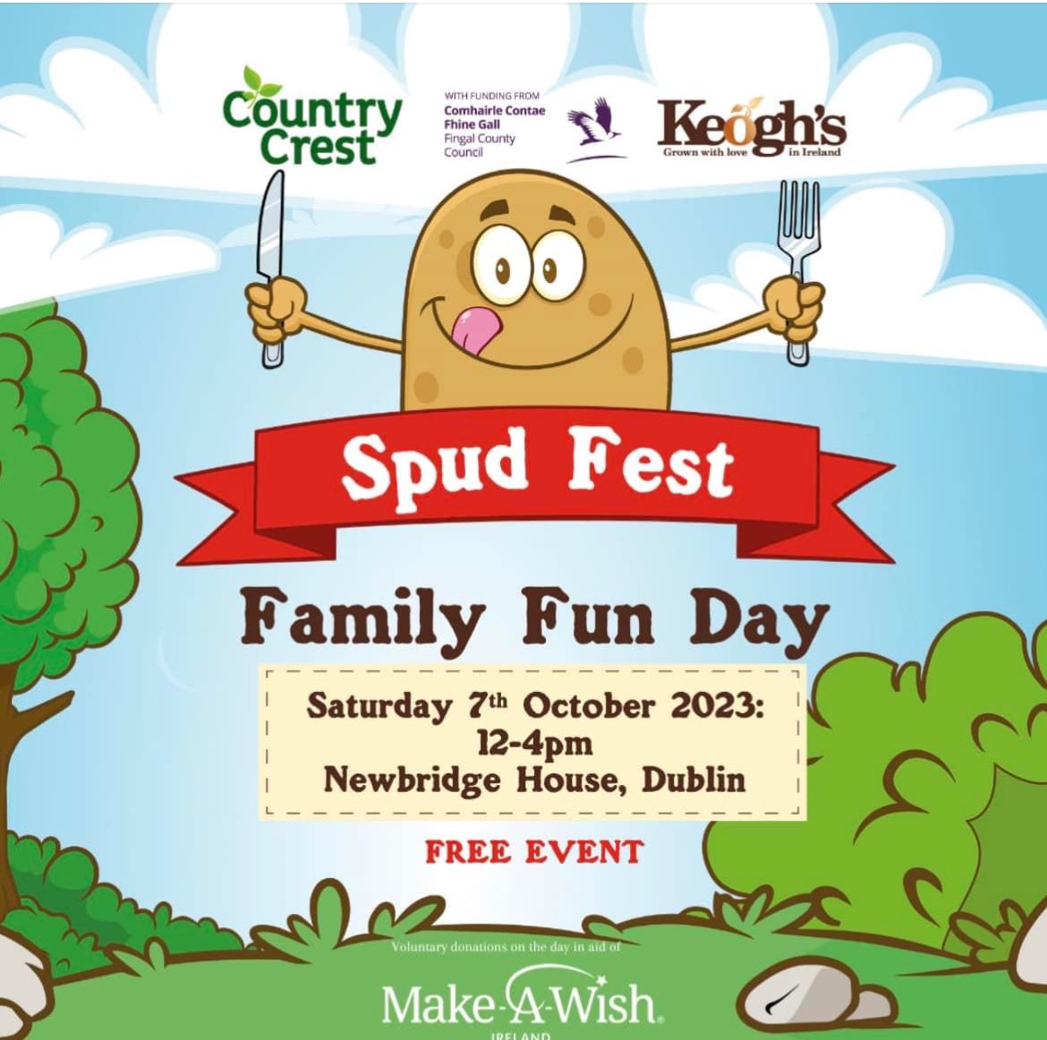 Country Crest (@countrycrest) on Twitter photo Join Country Crest & <a href="/Keoghsfarm/">Keoghsfarm</a> <a href="/NewbridgeHF/">Newbridge House & Farm</a> tomorrow for a fun family day to celebrate the mighty spud! 🥔🤹♀️🎶
We’ll have delicious baked potatoes, games & entertainment & cookery demos by <a href="/PadraicOg/">Padraic Og</a>
All donations welcome on the day for Make-A-Wish.
#nationalpotatoday Join Country Crest & <a href="/Keoghsfarm/">Keoghsfarm</a> <a href="/NewbridgeHF/">Newbridge House & Farm</a> tomorrow for a fun family day to celebrate the mighty spud! 🥔🤹♀️🎶
We’ll have delicious baked potatoes, games & entertainment & cookery demos by <a href="/PadraicOg/">Padraic Og</a>
All donations welcome on the day for Make-A-Wish.
#nationalpotatoday
