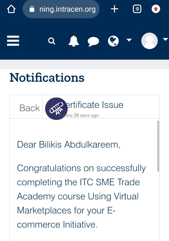 Balikis30's tweet photo. On 23 September 2023 I was certified by the International Trade Center for complete a one month course on virtual marketplace using E-commerce

I am proud of the woman I am becoming as a financial analyst, Co-Dir KAROM Global.

@ITCnews @wto https://t.co/0dVJxilSvb