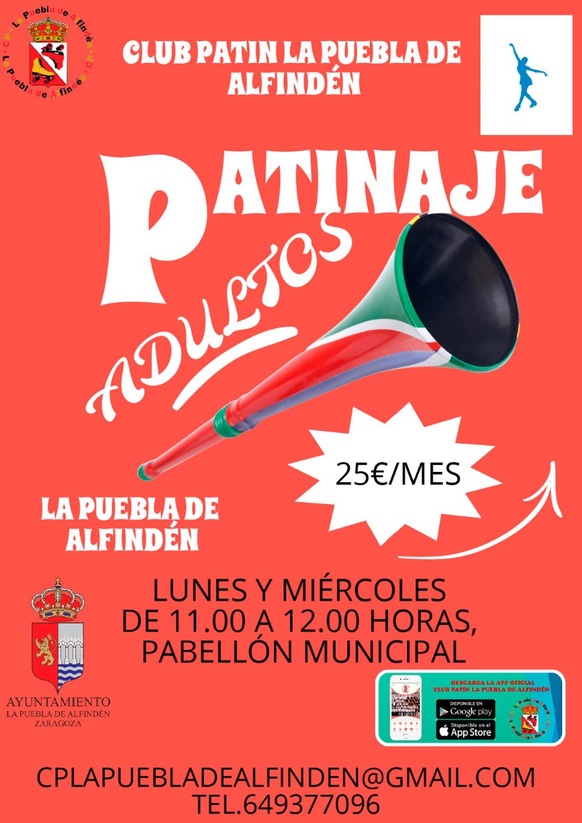 ayto_alfinden's tweet photo. El Club Patín La Puebla de Alfindén estrena nuevo grupo para ADULTOS.
Si tienes 18 años y quieres aprender a patinar o retomar este deporte, ¡es tu ocasión!
+ info e inscripciones en:
📩 cplapuebladealfinden@gmail.com
📲649 37 70 96
#DeporteLPDA https://t.co/lgg9nRLojB