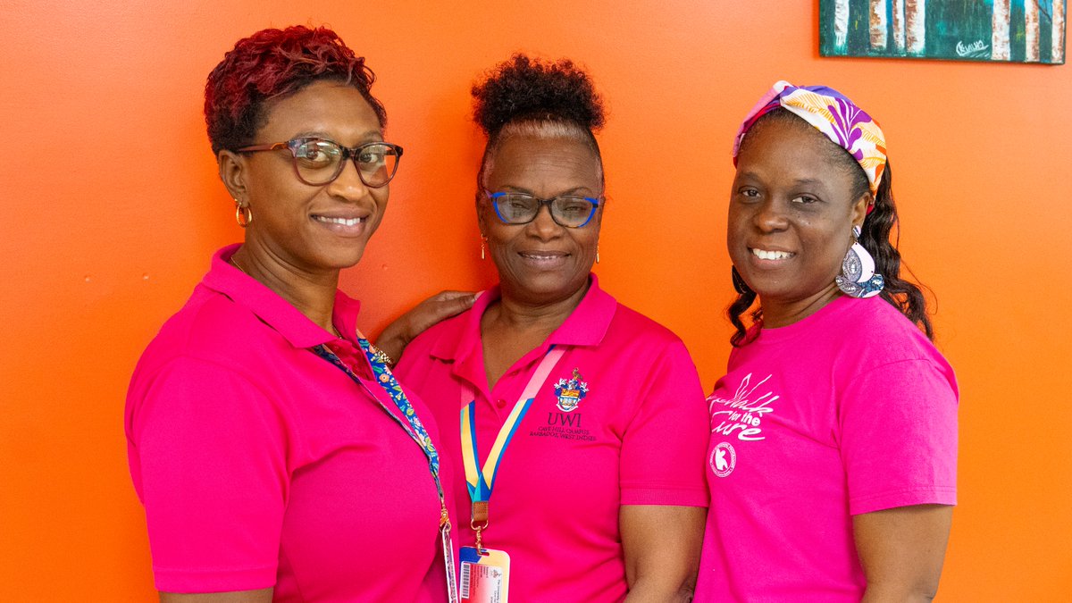Students and staff across the Campus are dressed in recognition of Breast Cancer Awareness month. #BreastCancerAwarenessMonth #UWICaveHill