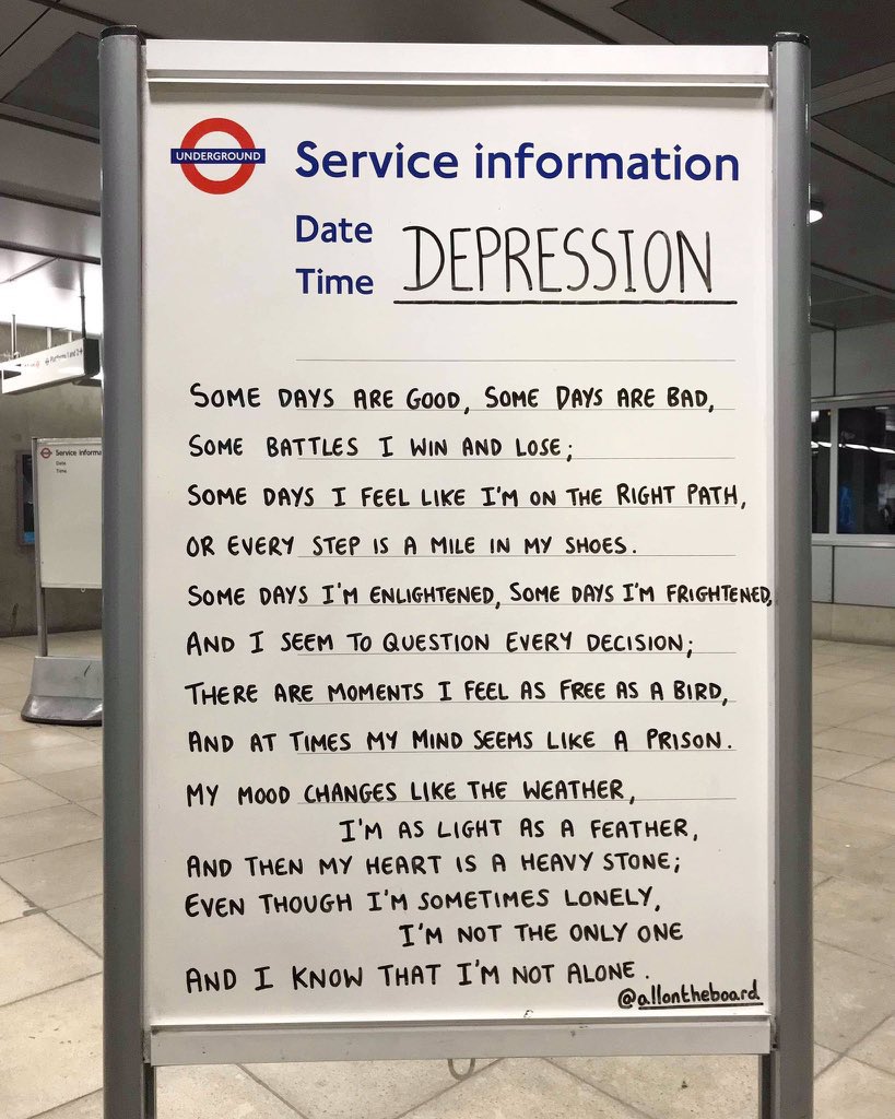 allontheboard's tweet photo. If you struggle with depression please know that you are not alone. There are people and organisations you can talk to. 

#Depression #MentalHealth https://t.co/0rU56oX4Iu