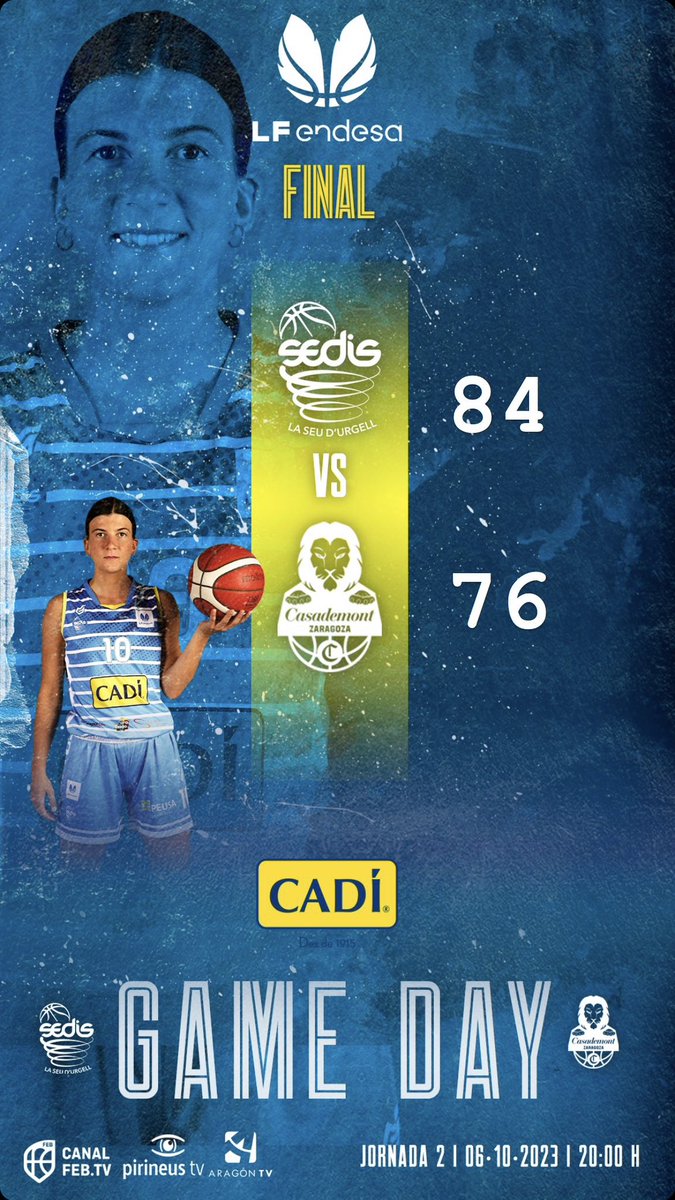 sedisbasquet's tweet photo. ⚪️🔵 FINAL

@sedisbasquet 84
@CasademontZGZ 76

#sentelsedis🏔️🏀 https://t.co/WypPWlus7j