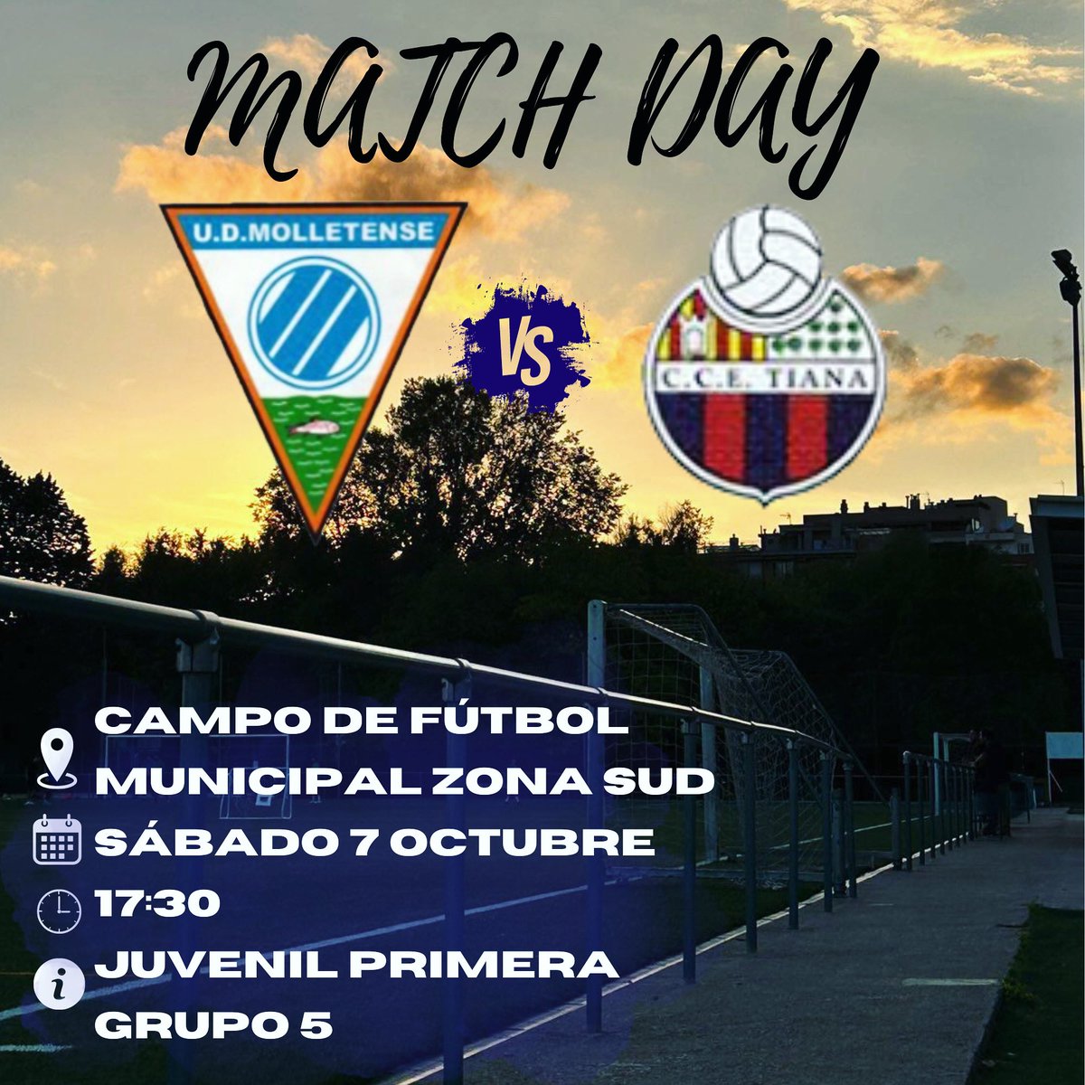 🔵⚪️MATCH DAY🔵⚪️

El juvenil A quiere sumar 3 puntos para seguir permaneciendo en la parte alta de la clasificación, así que no dudes en venir a verlos!! 

🗓️Sabado 7 de Octubre 

🕛17:30H 

📍Campo de fútbol municipal zona sud

#soydelamolle