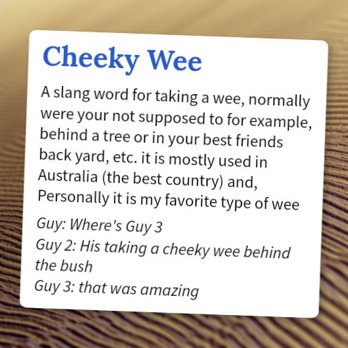Urban Dictionary on X: Cheeky Wee -    / X