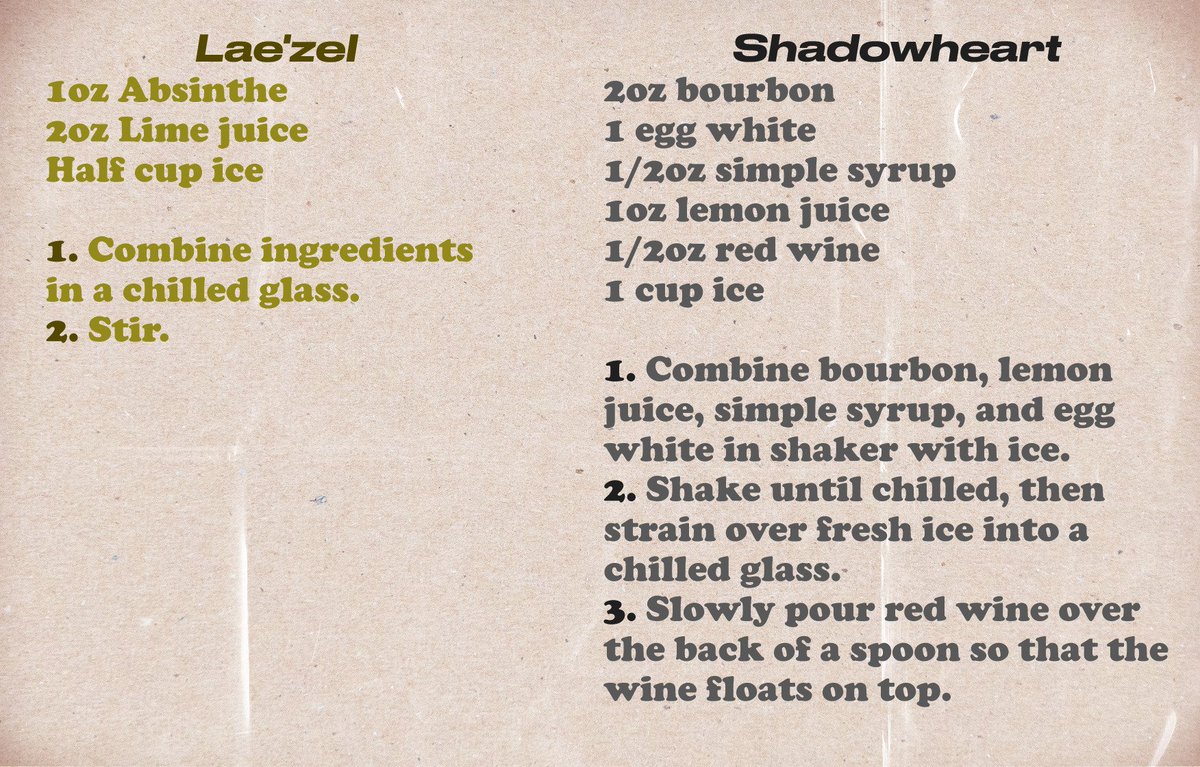 KcrossvineA's tweet photo. (oops forgot to share these here) i have bg3 brainrot and made a bunch of cocktail recipes for each companion. Teehee!
#BaldursGate3 #Astarion #Shadowheart #Karlach https://t.co/IsuswBW1Rq