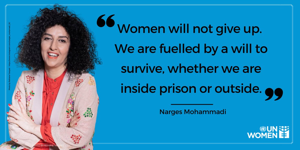 👏Congratulations to the courageous Iranian human rights activist #NargesMohammadi on receiving the #NobelPeacePrize.

This is a reminder that women's &amp; girls' rights face strong pushback.

And it is a tribute to women human rights defenders in #Iran and everywhere. We need you.
