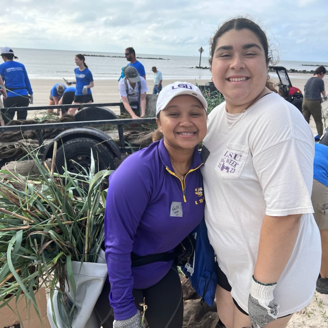 LSUCampusLife's tweet photo. A team of @LSU students is spending fall break making a difference. Their work planting native beach grass with the Coalition to Restore Coastal Louisiana will help preserve Louisiana’s coastal ecosystem and prevent future erosion. Follow us for future Service Break information. https://t.co/kvsydyXGBN