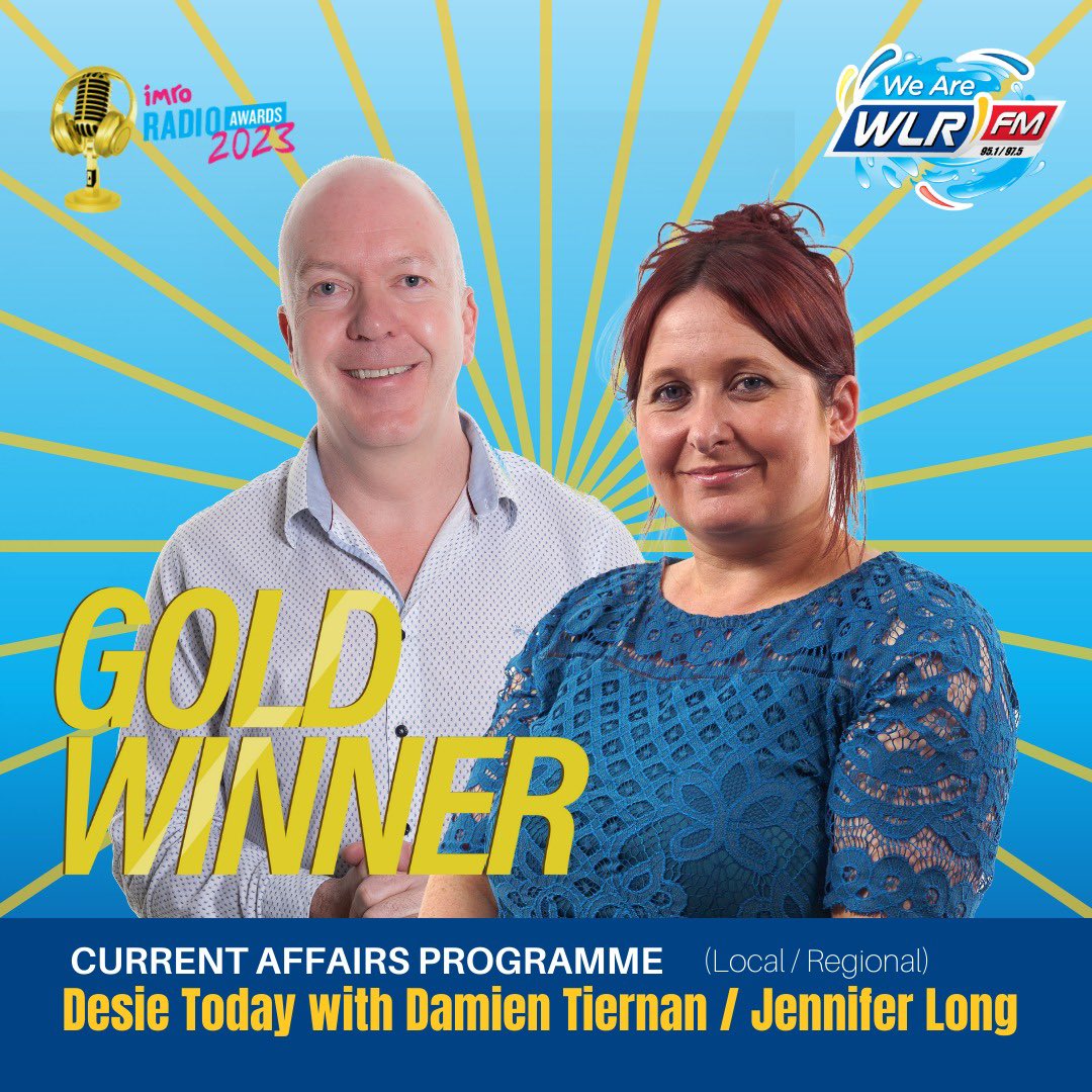 A huge congratulations to Damien Tiernan and Jennifer Long - Déise Today is the Local / Regional Current Affairs Programme of the Year!! #IMRO23