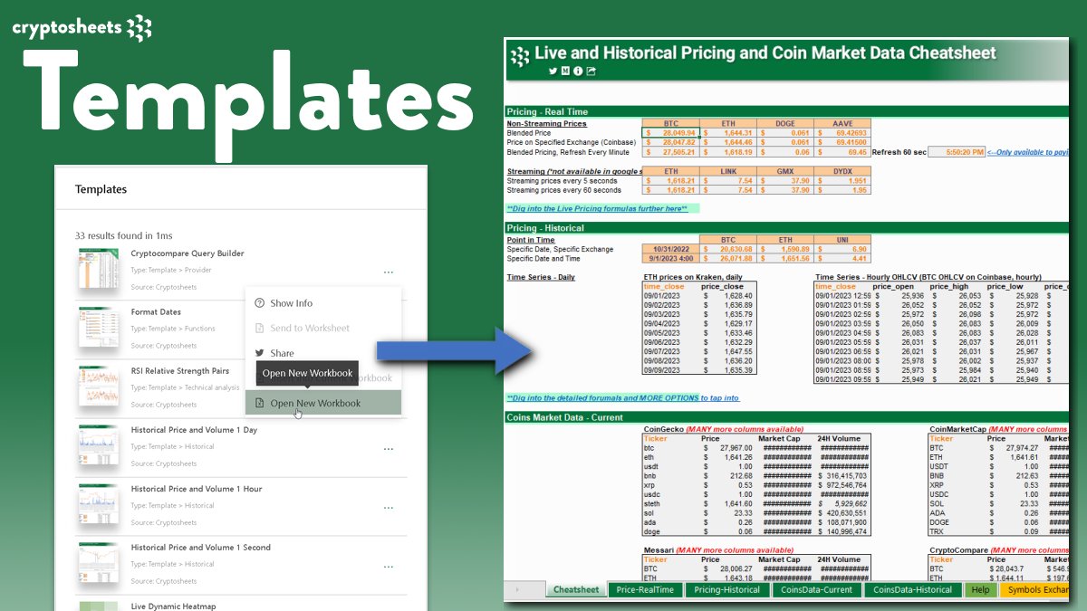 ➡️ NEW #Crypto Dashboard for #Cryptocurrency and #Blockchain Pricing, Historical and Live, Directly into #Excel #Googlesheets #spreadsheets #crypto #bitcoin | Tags: pricing,historical,stream,prices,live <a href="/Cryptosheets_RT/">Cryptosheets</a> 

➡️Try it here: app.cryptosheets.com/#/templates/604