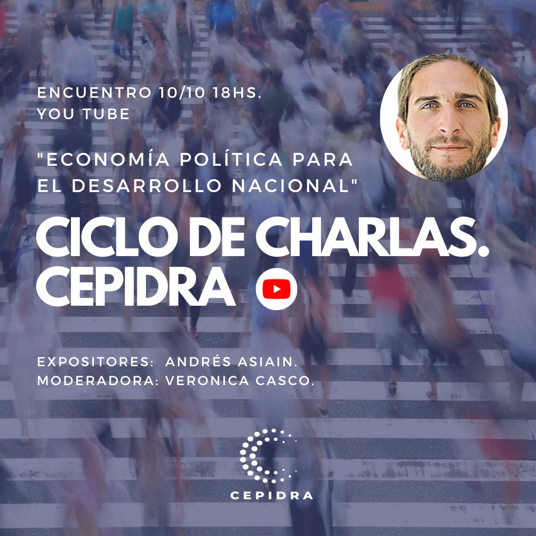 CHARLA ABIERTA  "Economía política para el desarrollo nacional"
invitamos al economista de <a href="/cesoargentina/">CESO</a>, Andrés Asiaín.
Lxs esperamos! 👏
📅 Fecha: 10 de octubre
🕕 Hora: 18:00 horas
YouTube
 #EconomíaPolítica #DesarrolloNacional #InclusiónYDistribución #CEPIDRA #AndrésAsiaín