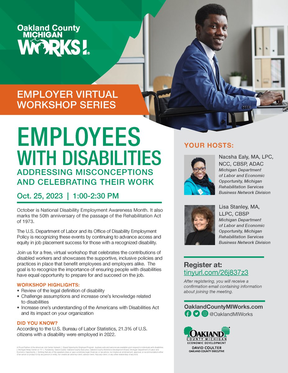 Join us for our October Employer Virtual Workshop Series. This virtual event will take place on October 25 from 1-2:30pm. #EmployerWorkshop