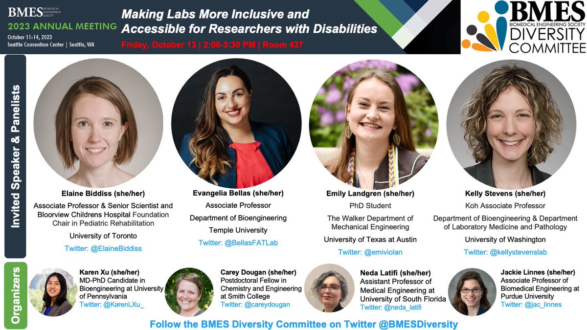 Karen Xu (@karenlxu_) on Twitter photo If you're going to #BMES2023, check out the <a href="/BmesDiversity/">BMESDiversity</a> panel discussion on making labs more accessible, Friday at 2 pm in Room 437!!!
With <a href="/ElaineBiddiss/">Elaine Biddiss</a>, <a href="/BellasFATLab/">BellasFATLab</a>, <a href="/emiviolan/">Emily</a>, and <a href="/kellystevenslab/">Kelly Stevens</a>, I promise this conversation will be a highlight of the conference. If you're going to #BMES2023, check out the <a href="/BmesDiversity/">BMESDiversity</a> panel discussion on making labs more accessible, Friday at 2 pm in Room 437!!!
With <a href="/ElaineBiddiss/">Elaine Biddiss</a>, <a href="/BellasFATLab/">BellasFATLab</a>, <a href="/emiviolan/">Emily</a>, and <a href="/kellystevenslab/">Kelly Stevens</a>, I promise this conversation will be a highlight of the conference.